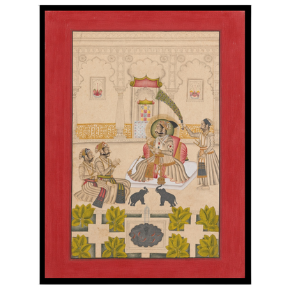Immerse yourself in the opulent world of Mughal royalty with this exquisite Indian miniature art for hallway