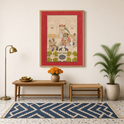 Immerse yourself in the opulent world of Mughal royalty with this exquisite Indian miniature art for haven