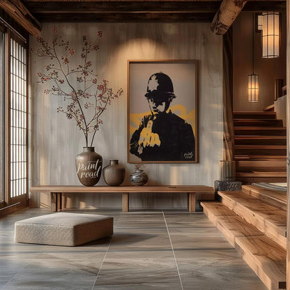 This confrontational art print features Banksy’s “Rude Copper” stencil, depicting a British policem… for entryway