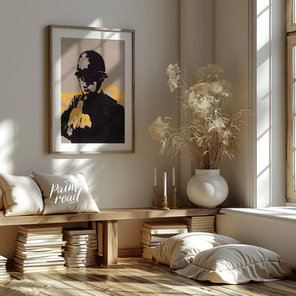 This confrontational art print features Banksy’s “Rude Copper” stencil, depicting a British policem… for living room