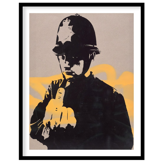 This confrontational art print features Banksy’s “Rude Copper” stencil, depicting a British policem… for place