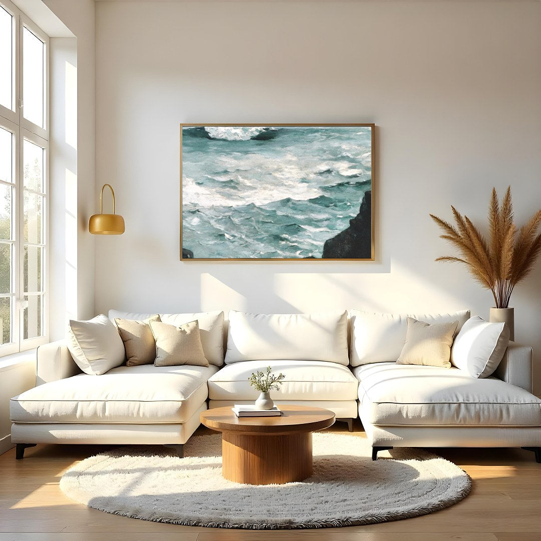 Captivate your space with a breathtaking portrayal of the ocean's raw power. This artwork captures for Living Room