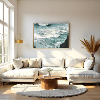 Captivate your space with a breathtaking portrayal of the ocean's raw power. This artwork captures for Living Room