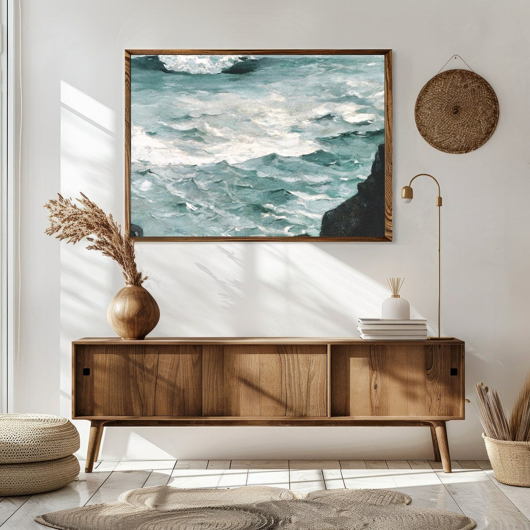 Captivate your space with a breathtaking portrayal of the ocean's raw power. This artwork captures for Sitting Area