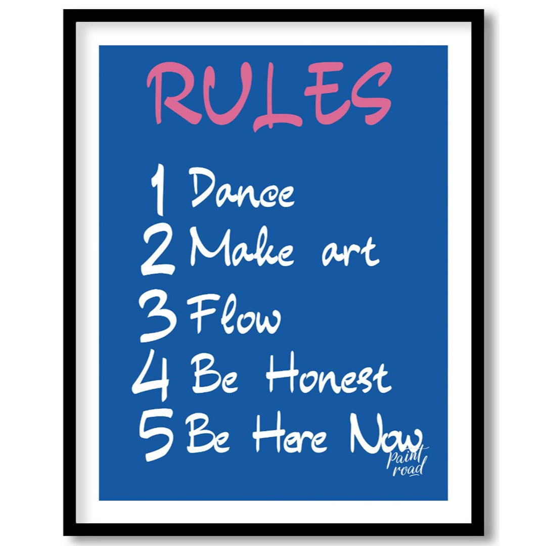 This bold and straightforward art print presents a series of empowering “RULES” designed to inspire… for space