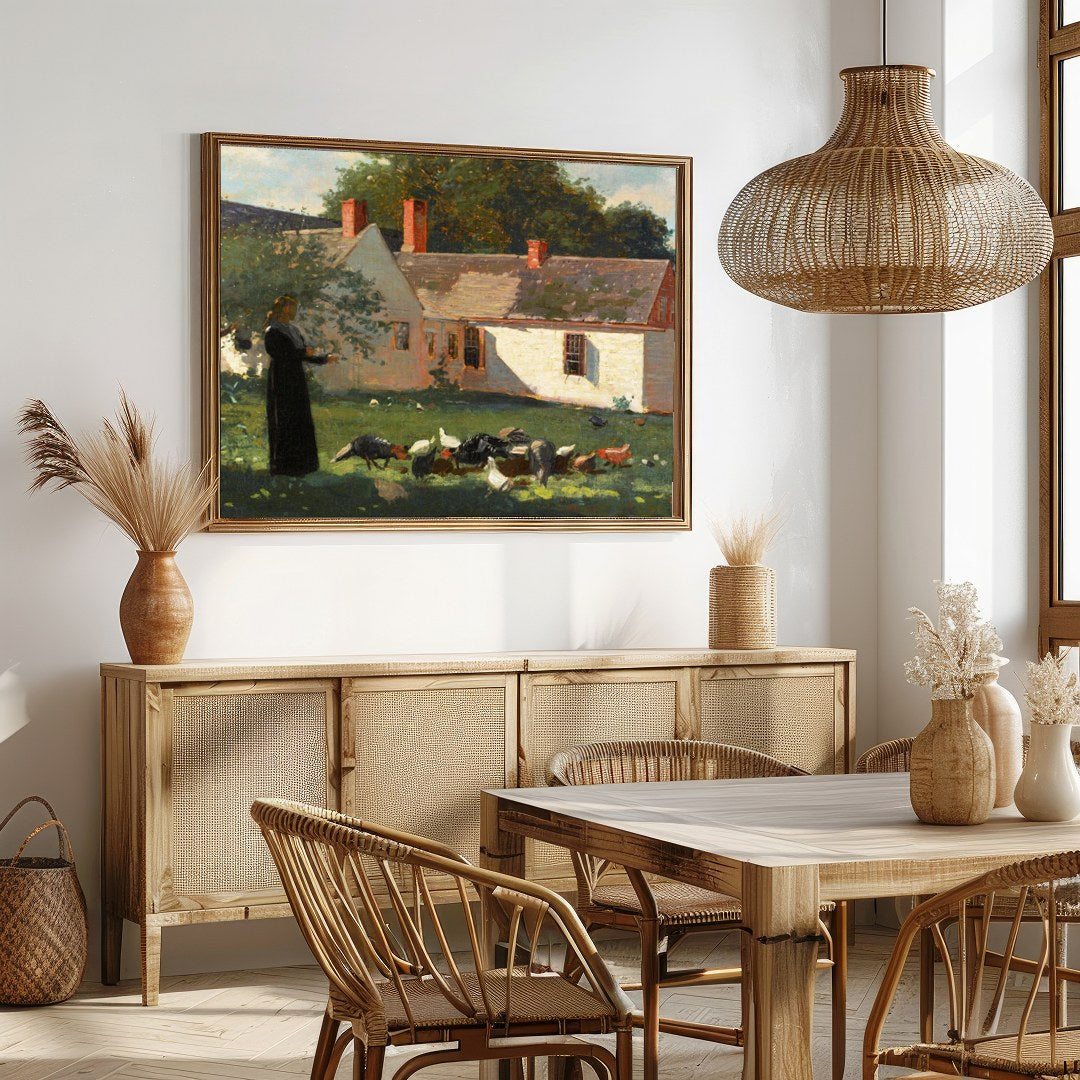 Experience the charm of rural life with this captivating artwork depicting a serene countryside for Dining