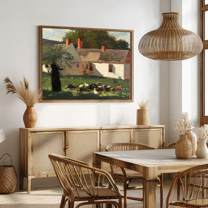 Experience the charm of rural life with this captivating artwork depicting a serene countryside for Dining