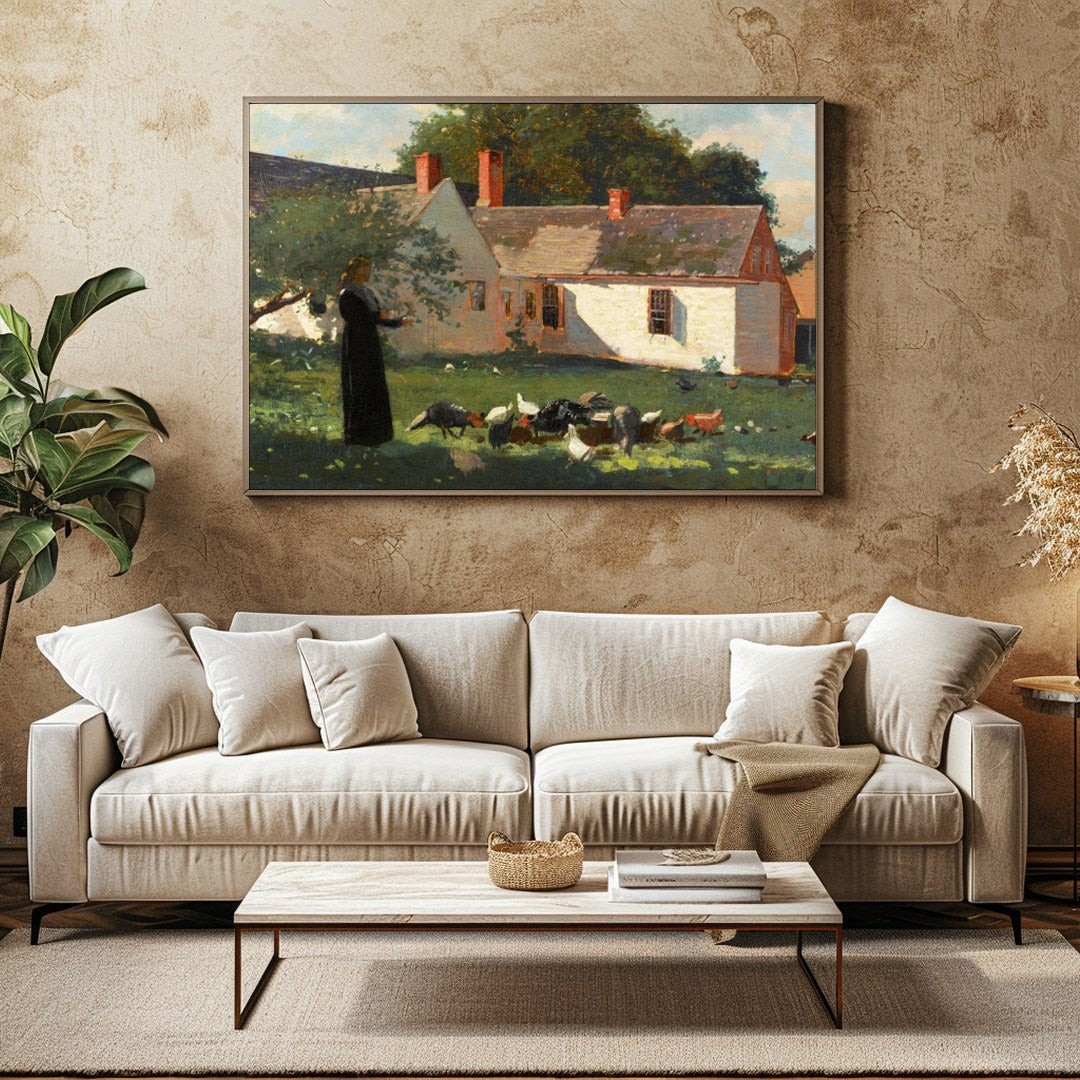 Experience the charm of rural life with this captivating artwork depicting a serene countryside for Family Room