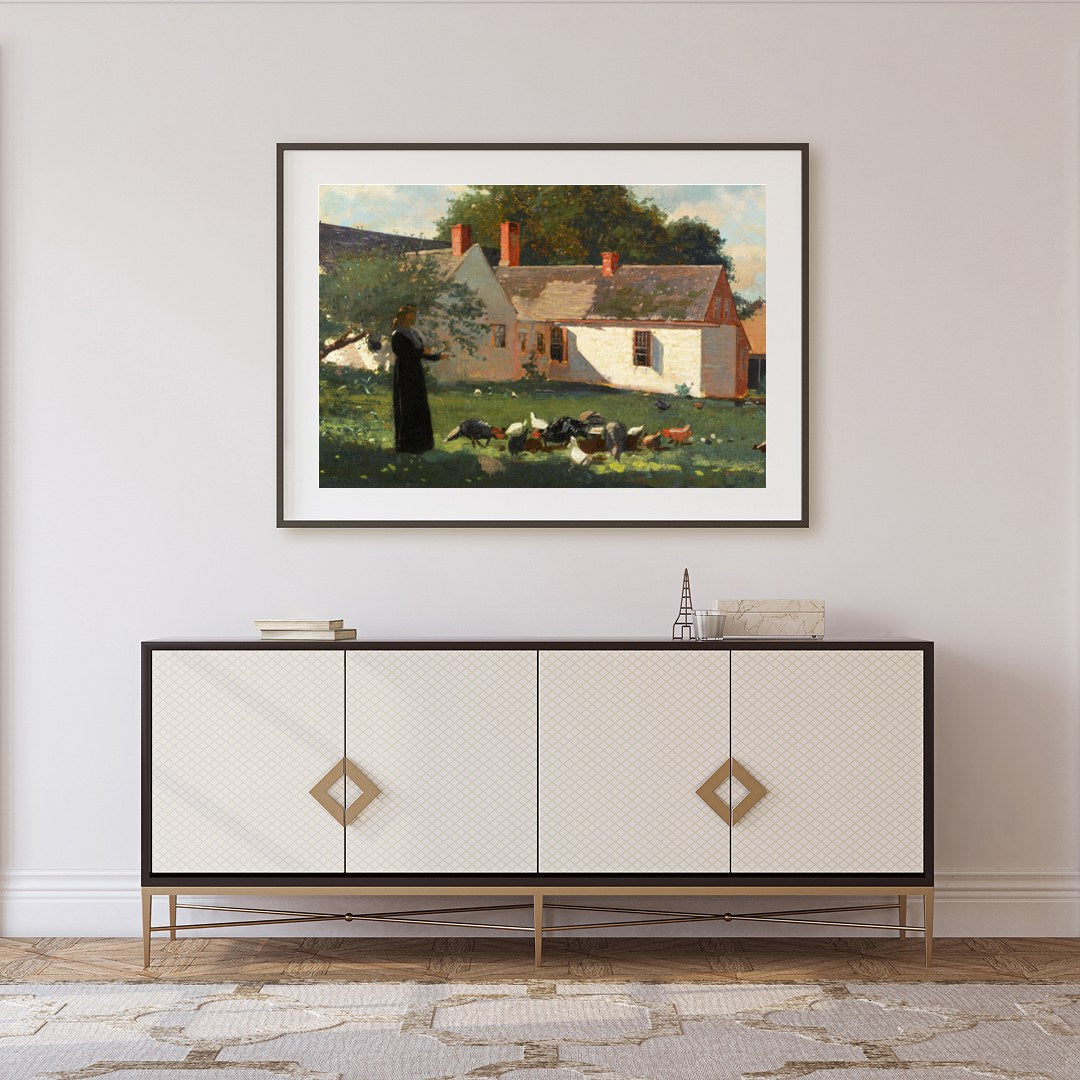 Experience the charm of rural life with this captivating artwork depicting a serene countryside for Foyer