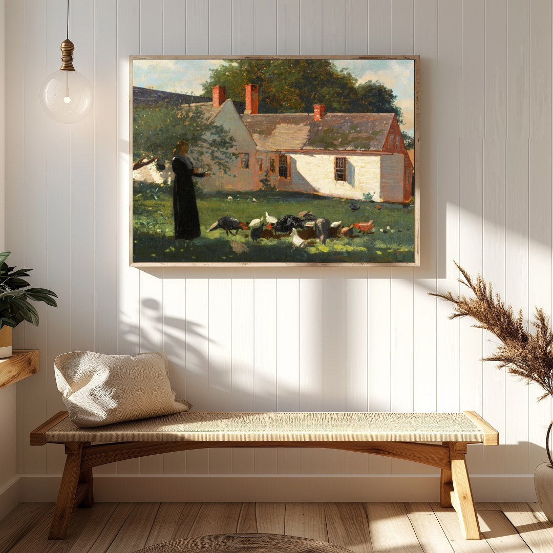Experience the charm of rural life with this captivating artwork depicting a serene countryside for Hallway
