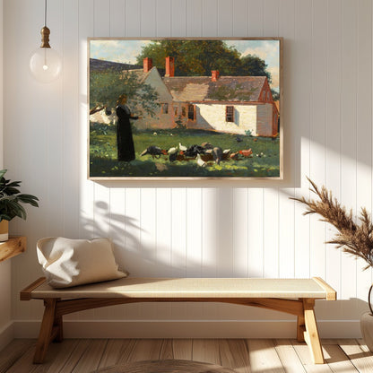 Experience the charm of rural life with this captivating artwork depicting a serene countryside for Hallway