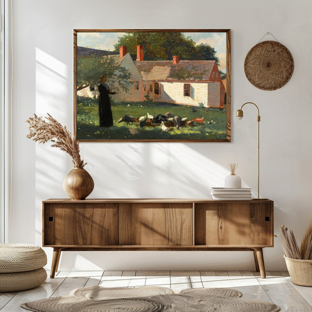 Experience the charm of rural life with this captivating artwork depicting a serene countryside for Sitting Area
