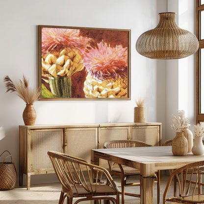Experience the warm elegance of the 'Rustic Blossom Duo,' an enchanting piece that captures the for Dining