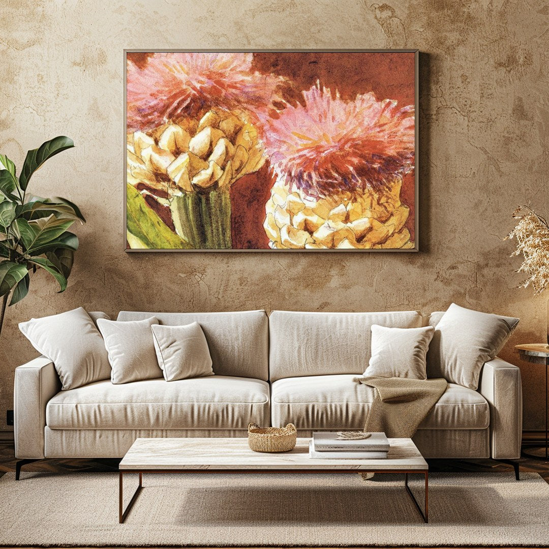 Experience the warm elegance of the 'Rustic Blossom Duo,' an enchanting piece that captures the for Family Room