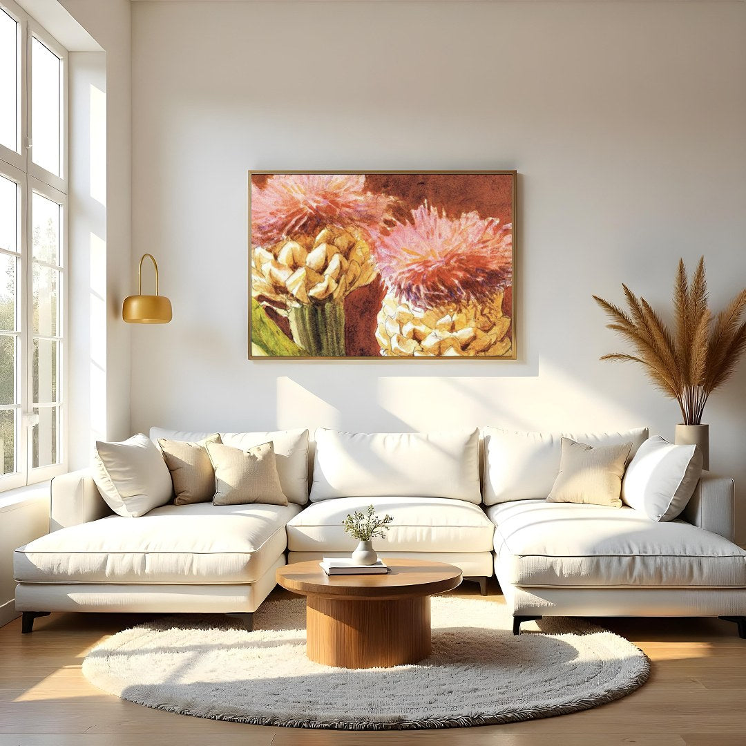 Experience the warm elegance of the 'Rustic Blossom Duo,' an enchanting piece that captures the for Living Room
