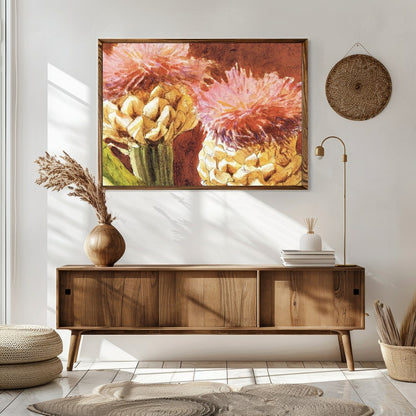 Experience the warm elegance of the 'Rustic Blossom Duo,' an enchanting piece that captures the for Sitting Area