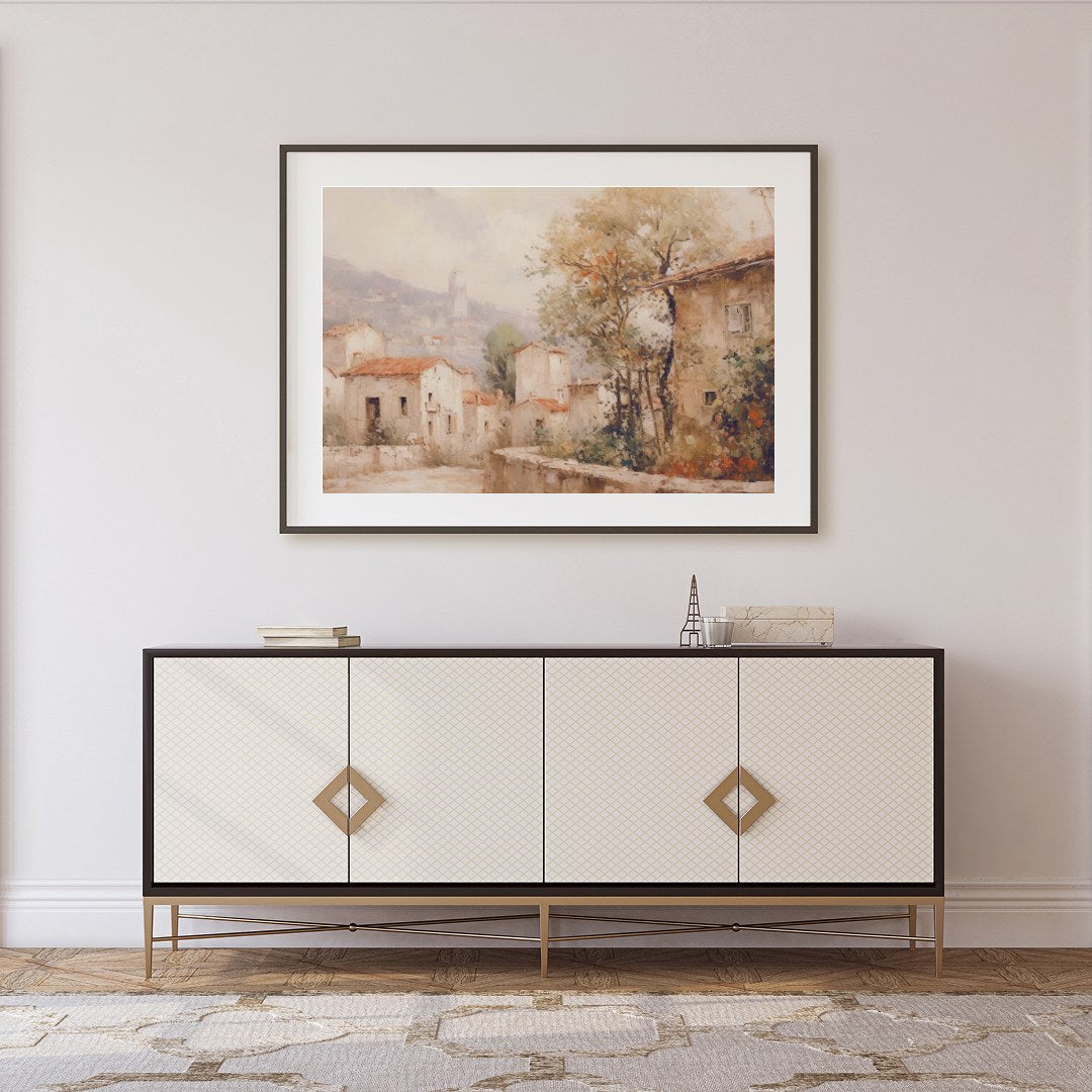 Immerse yourself in the serene ambiance of a picturesque village with this exquisite wall art. for Foyer