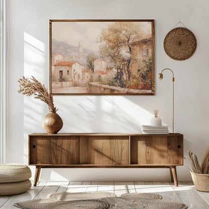 Immerse yourself in the serene ambiance of a picturesque village with this exquisite wall art. for Sitting Area