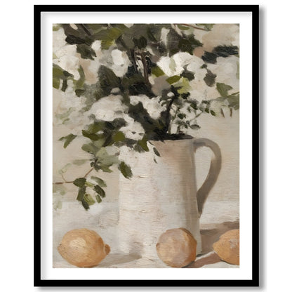 Elevate your space with this evocative still life painting, showcasing a serene arrangement of for loft