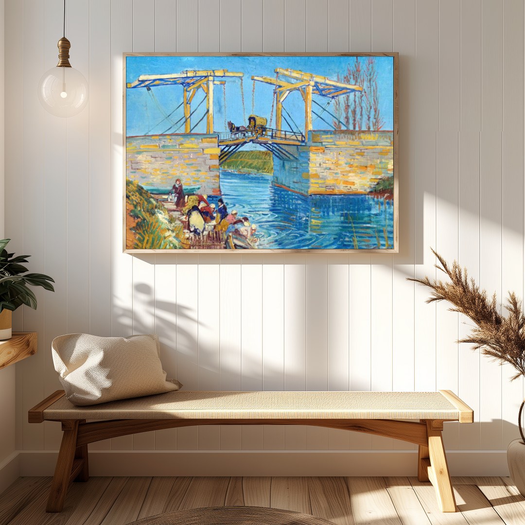 This exquisite artwork captures the serene beauty of a rural scene with the Langlois Bridge. The for Hallway