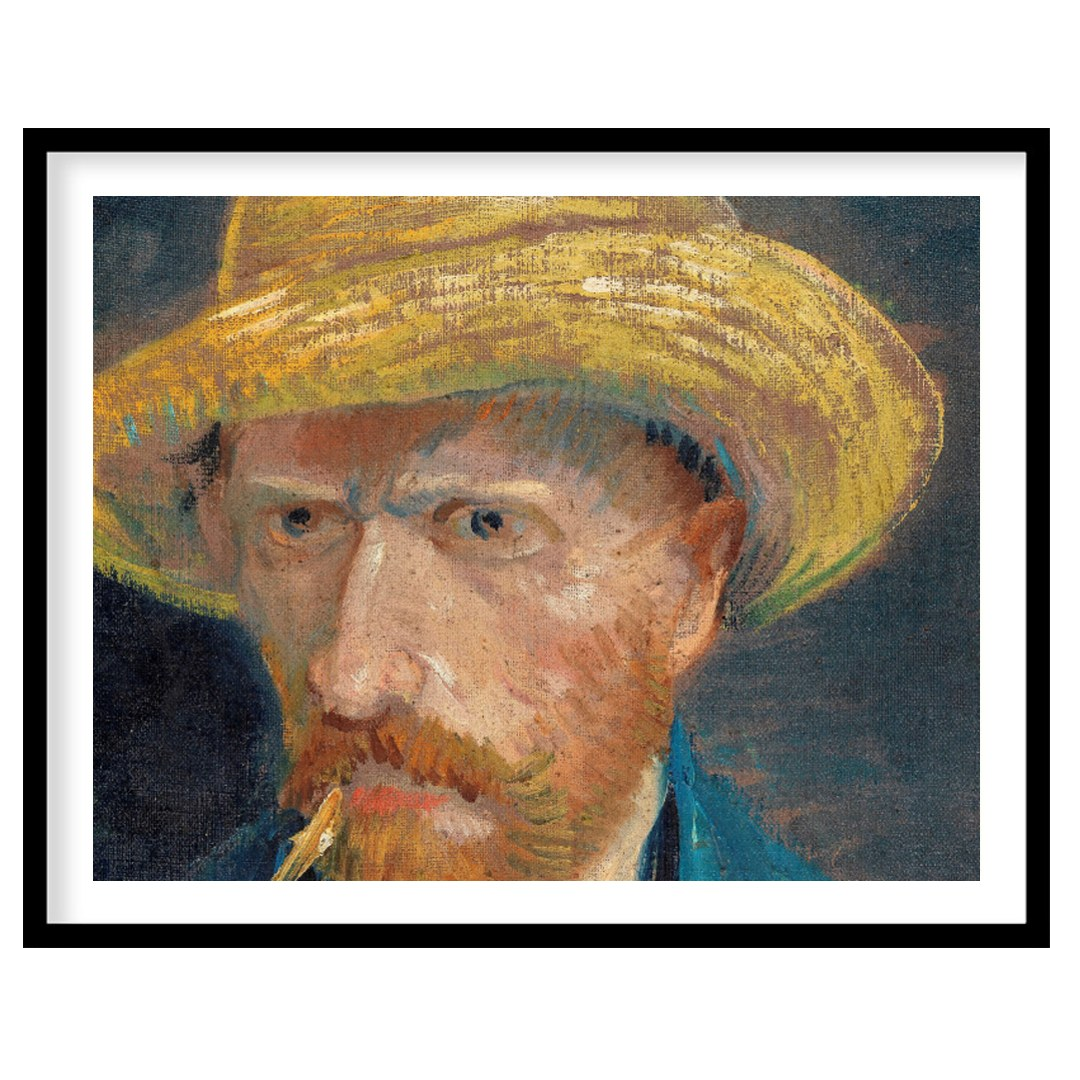 This captivating artwork presents a portrait of a bearded man in a straw hat, exuding a rustic for hallway