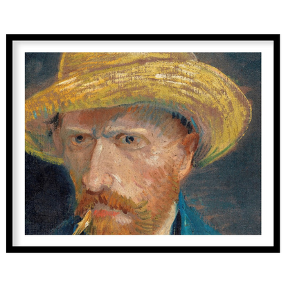 This captivating artwork presents a portrait of a bearded man in a straw hat, exuding a rustic for hallway