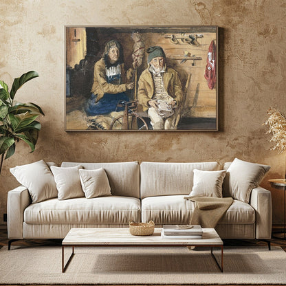 Step into the simple life with 'Rustic Cottage Solitude,' a depiction of serene living in a cozy for Family Room