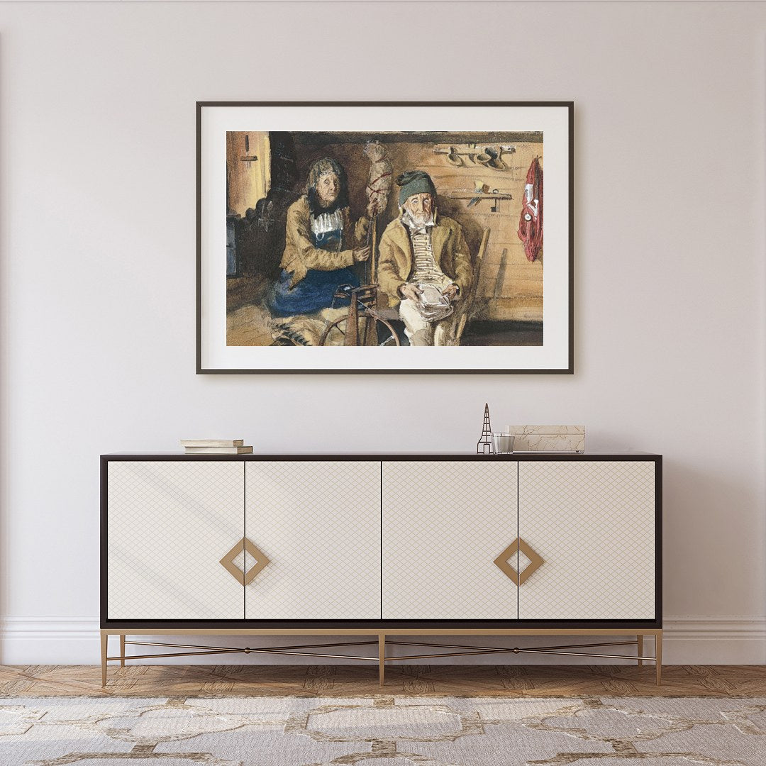 Step into the simple life with 'Rustic Cottage Solitude,' a depiction of serene living in a cozy for Foyer