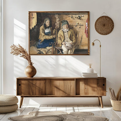 Step into the simple life with 'Rustic Cottage Solitude,' a depiction of serene living in a cozy for Sitting Area