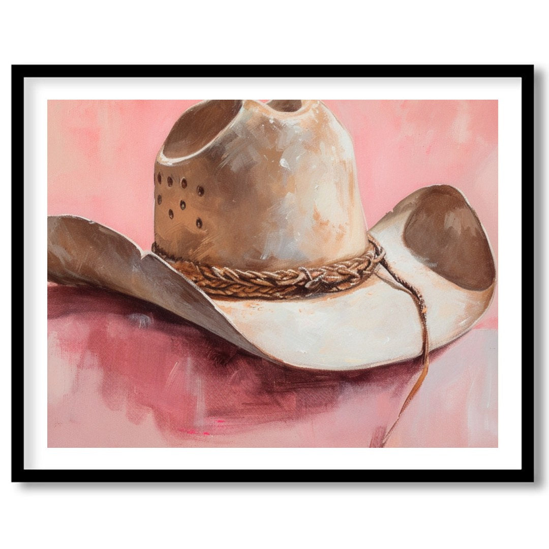 Capture the essence of the Wild West with this captivating artwork featuring a classic cowboy hat. for abode