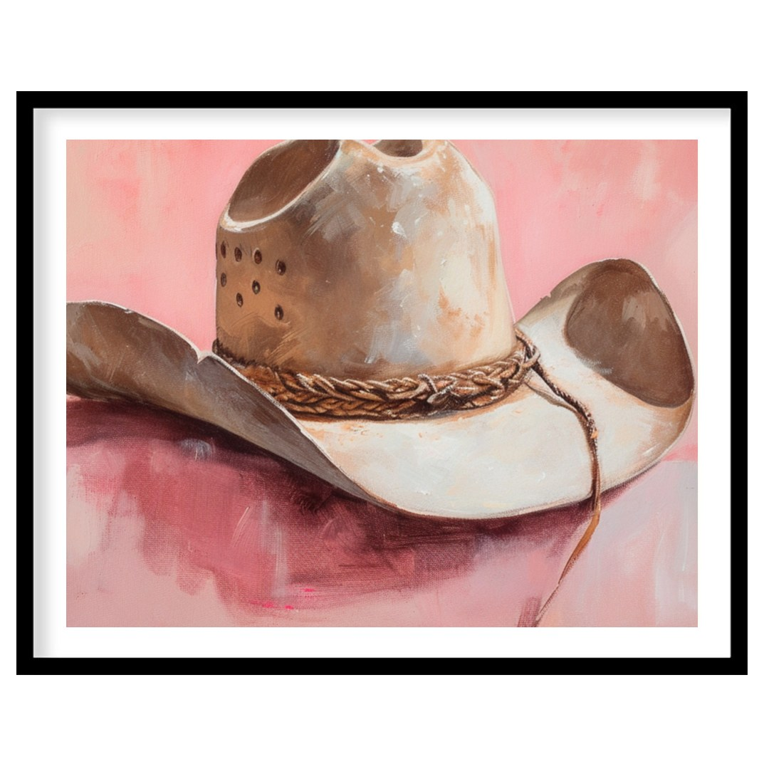 Capture the essence of the Wild West with this captivating artwork featuring a classic cowboy hat. for abode