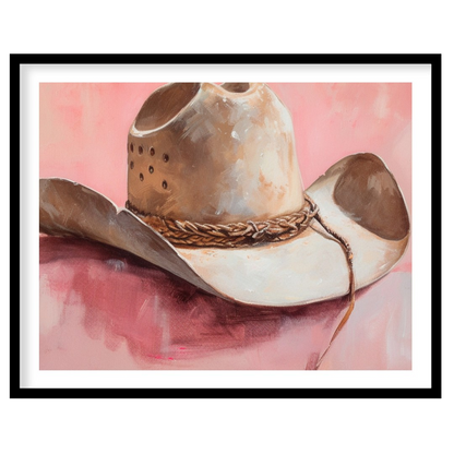 Capture the essence of the Wild West with this captivating artwork featuring a classic cowboy hat. for abode