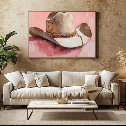 Capture the essence of the Wild West with this captivating artwork featuring a classic cowboy hat. for Family Room