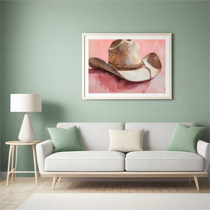 Capture the essence of the Wild West with this captivating artwork featuring a classic cowboy hat. for Hall