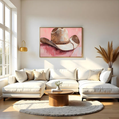 Capture the essence of the Wild West with this captivating artwork featuring a classic cowboy hat. for Living Room