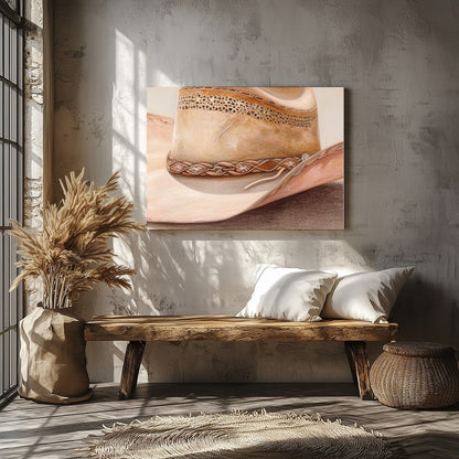 Capture the essence of the Wild West with this stunning artwork featuring a classic cowboy hat. The for Veranda