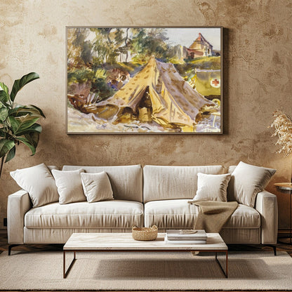 Capture the essence of a bygone era with this stunning watercolor painting, depicting a serene for Family Room