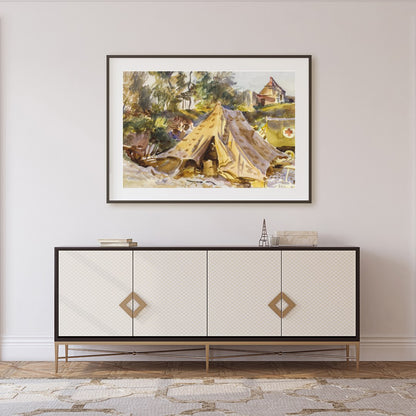Capture the essence of a bygone era with this stunning watercolor painting, depicting a serene for Foyer