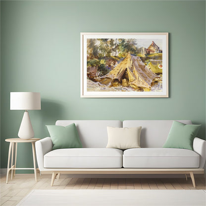 Capture the essence of a bygone era with this stunning watercolor painting, depicting a serene for Hall