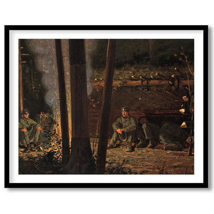 Immerse yourself in the tranquil ambiance of this captivating wall art depicting a serene campsite for loft