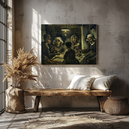Immerse yourself in this evocative artwork capturing a humble gathering around a dimly-lit table. for Veranda