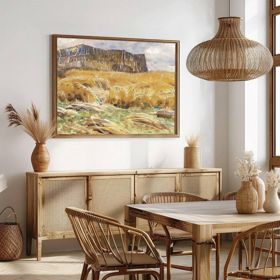 This captivating artwork captures the essence of rural tranquility with its depiction of vast for Dining