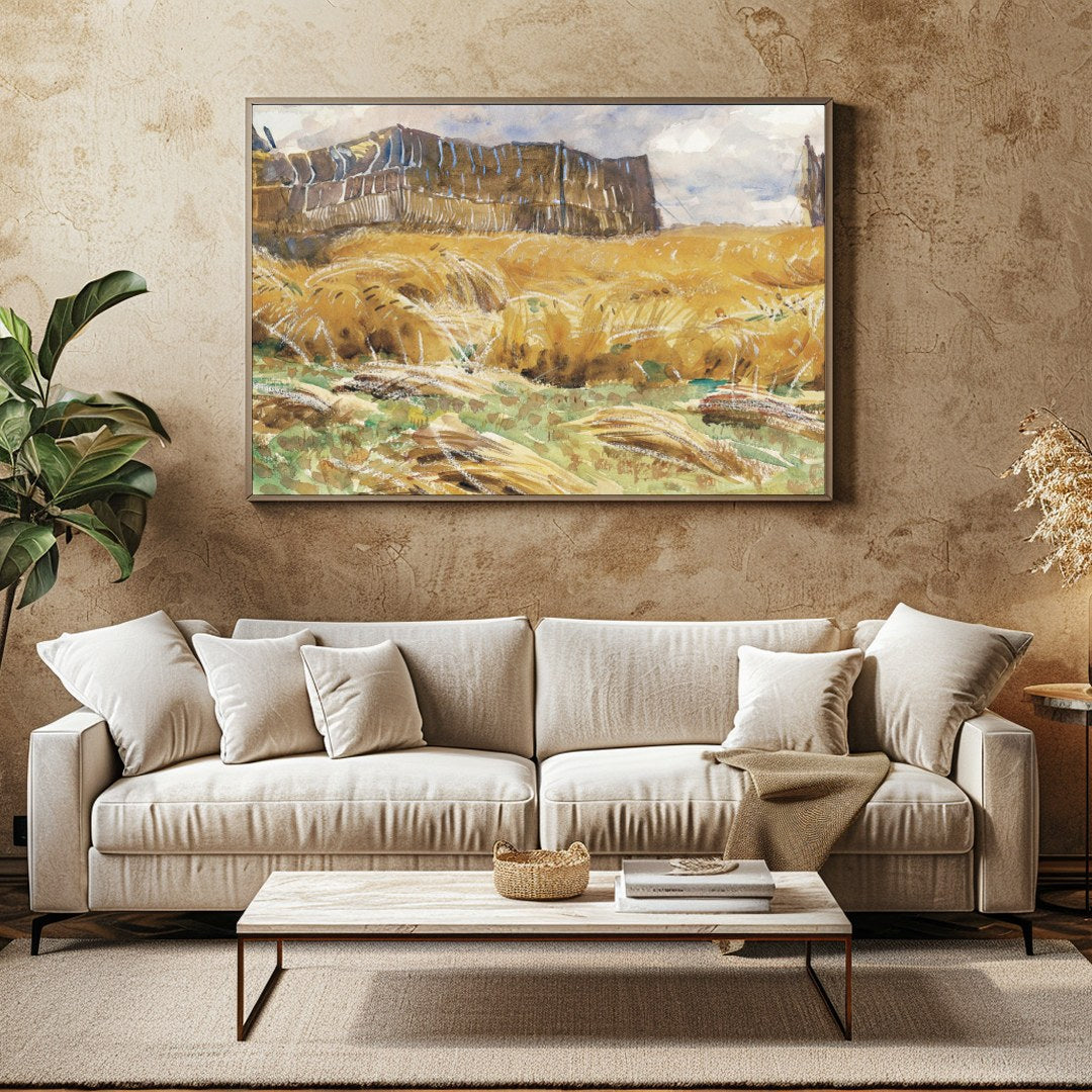 This captivating artwork captures the essence of rural tranquility with its depiction of vast for Family Room