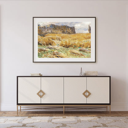 This captivating artwork captures the essence of rural tranquility with its depiction of vast for Foyer