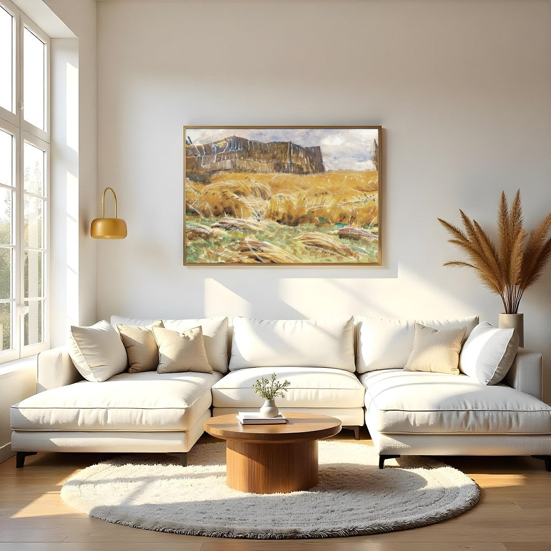 This captivating artwork captures the essence of rural tranquility with its depiction of vast for Living Room