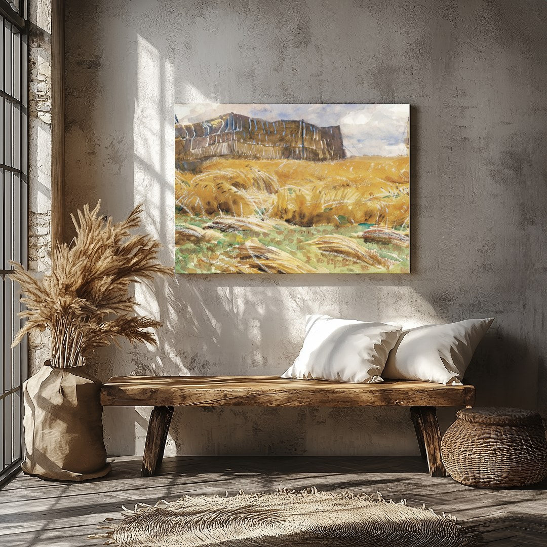 This captivating artwork captures the essence of rural tranquility with its depiction of vast for Veranda