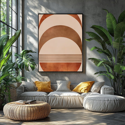 Elevate your space with this captivating rustic half-moon geometric artwork. Featuring a harmonious for Balcony