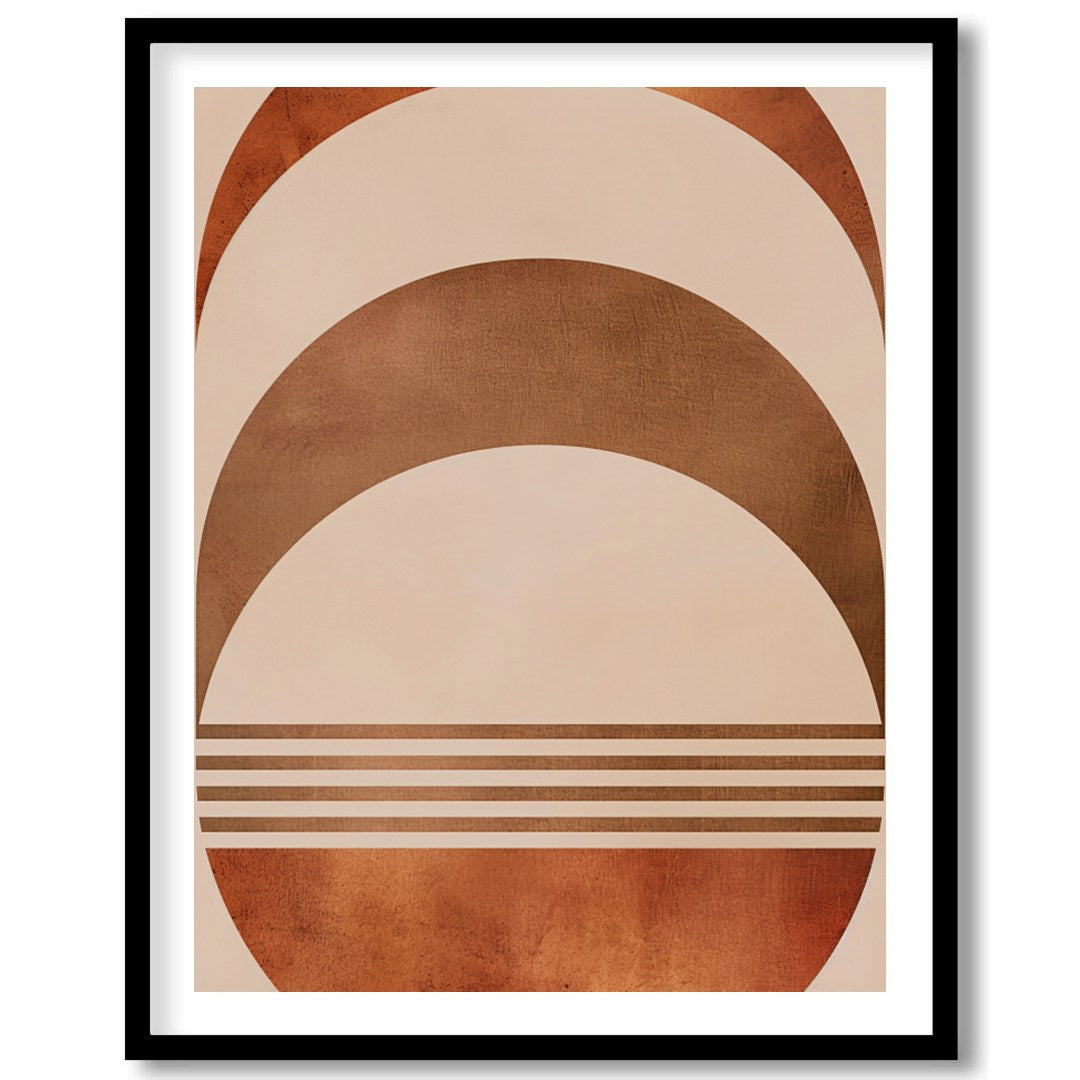 Elevate your space with this captivating rustic half-moon geometric artwork. Featuring a harmonious for living-space