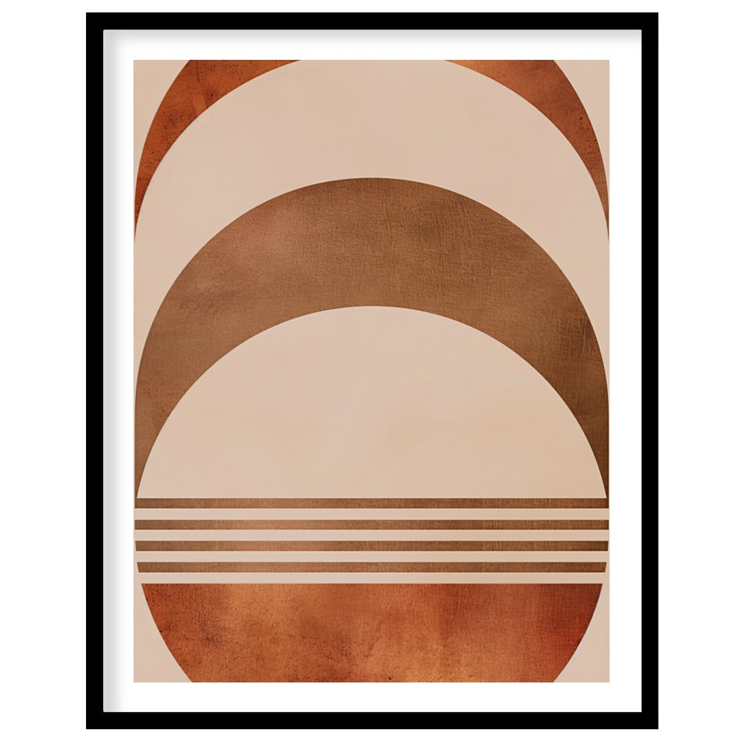 Elevate your space with this captivating rustic half-moon geometric artwork. Featuring a harmonious for living-space