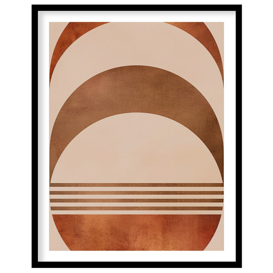 Elevate your space with this captivating rustic half-moon geometric artwork. Featuring a harmonious for living-space